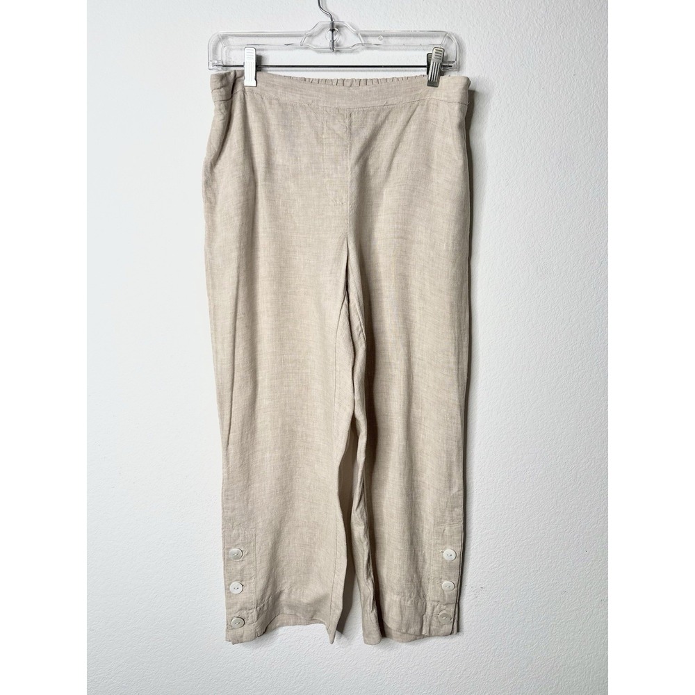 Chicos SZ 0.5/6 Linen Women's Pants Wide Leg Khaki High Rise Resort Boho